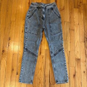 ba&sh Noir High-Waisted MotoJeans